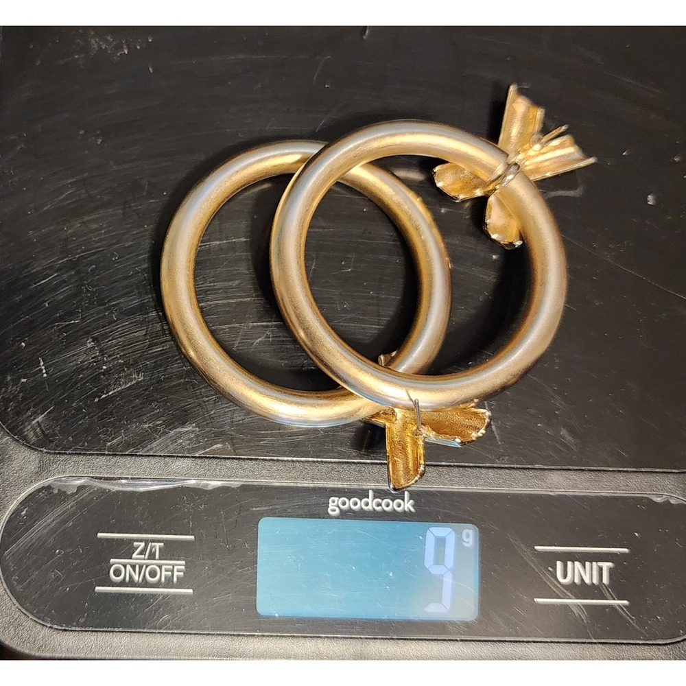 VTG Gold Tone X Top Door Knocker Hoop Earrings 2 In Round Statement *READ - Picture 4 of 5